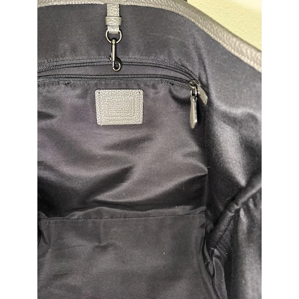 Coach Avenue Soft Tote Pebbled Leather Dark Olive Green/Gray Large Shoulder Bag